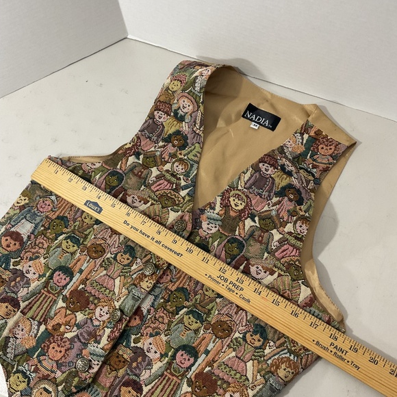 Vintage Nadia Children of the World Tapestry Vest Size Medium - Picture 5 of 8